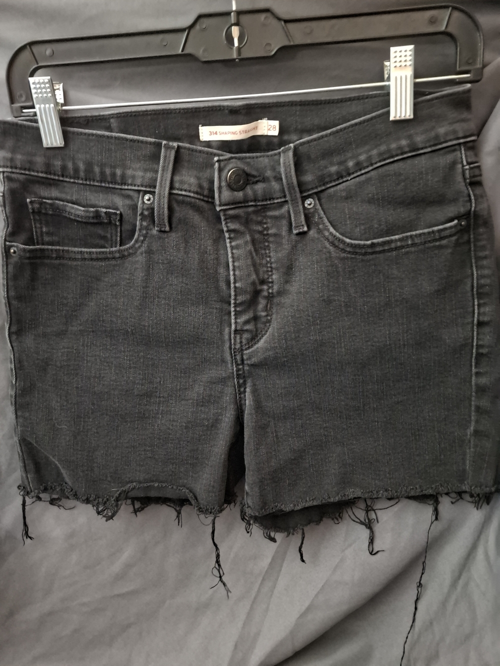 Black Frayed Hem Denim Shorts